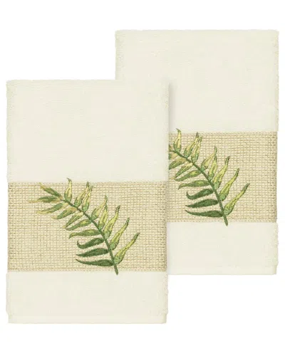 Linum Home Textiles Zoe Turkish Cotton 2pc Embellished Hand Towel Set In Neutral