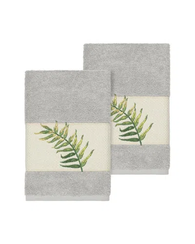 Linum Home Textiles Zoe Turkish Cotton 2pc Embellished Bath Towel Set In Gray