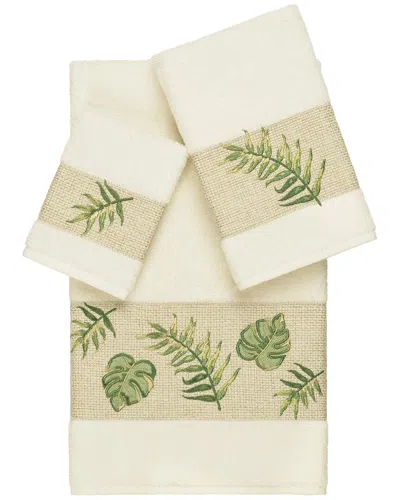 Linum Home Textiles Zoe Turkish Cotton 3pc Embellished Towel Set In Neutral