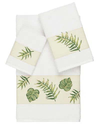 Linum Home Textiles Zoe Turkish Cotton 3pc Embellished Towel Set In Burgundy