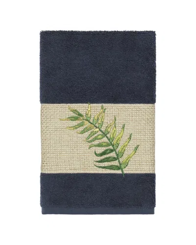 Linum Home Textiles Zoe Turkish Cotton Embellished Hand Towel In Blue