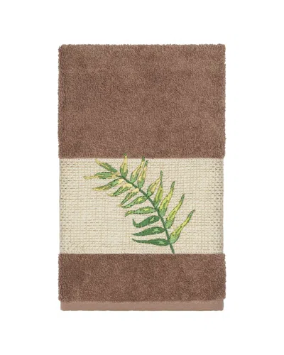 Linum Home Textiles Zoe Turkish Cotton Embellished Hand Towel In Brown