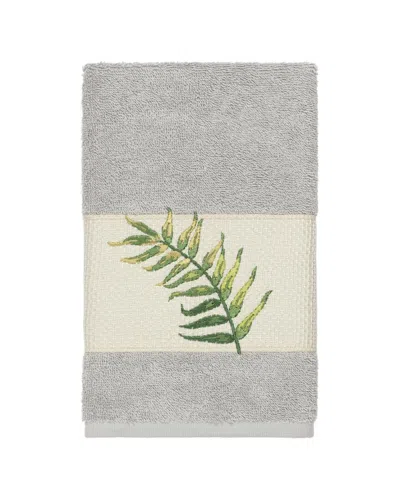 Linum Home Textiles Zoe Turkish Cotton Embellished Hand Towel In Gray