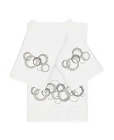 Linum Home Turkish Cotton Annabelle 3-pc. Embellished Towel Set Bedding In White