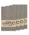 Linum Home Turkish Cotton Annabelle 4-pc. Embellished Bath Towel Set Bedding In Dark Grey