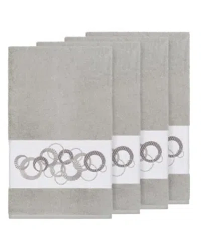 Linum Home Turkish Cotton Annabelle 4-pc. Embellished Bath Towel Set In Light Grey