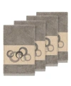 Linum Home Turkish Cotton Annabelle 4-pc. Embellished Hand Towel Set In Dark Grey