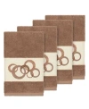 Linum Home Turkish Cotton Annabelle 4-pc. Embellished Hand Towel Set Bedding In Latte