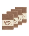 Linum Home Turkish Cotton Annabelle 4-pc. Embellished Washcloth Set In Latte
