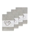Linum Home Turkish Cotton Annabelle 4-pc. Embellished Washcloth Set Bedding In Light Grey