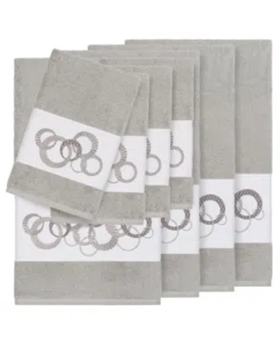 Linum Home Turkish Cotton Annabelle 8-pc. Embellished Towel Set Bedding In Light Grey