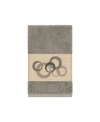 Linum Home Turkish Cotton Annabelle Embellished Hand Towel In Dark Grey