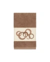 Linum Home Turkish Cotton Annabelle Embellished Hand Towel In Latte