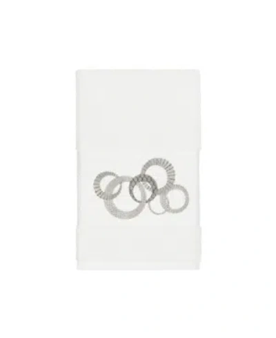 Linum Home Turkish Cotton Annabelle Embellished Hand Towel Bedding In White