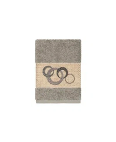 Linum Home Turkish Cotton Annabelle Embellished Hand Towel Bedding In Dark Grey