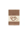 Linum Home Turkish Cotton Annabelle Embellished Washcloth In Latte