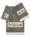 Linum Home Turkish Cotton Belinda Embellished 3-pc. Bath Towel Set In Charcoal