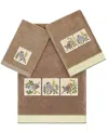 Linum Home Turkish Cotton Belinda Embellished 3-pc. Bath Towel Set In Cocoa