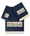 Linum Home Turkish Cotton Belinda Embellished 3-pc. Bath Towel Set In Marine