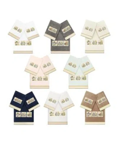 Linum Home Turkish Cotton Belinda Embellished Bath Towel Sets In Blush