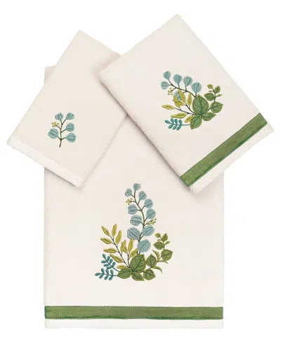 Linum Home Turkish Cotton Botanica Embellished 3-pc. Bath Towel Set In Beige