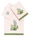 Linum Home Turkish Cotton Botanica Embellished 3-pc. Bath Towel Set In Blush