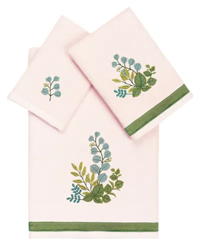 Linum Home Turkish Cotton Botanica Embellished 3-pc. Bath Towel Set In Blush