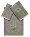 Linum Home Turkish Cotton Botanica Embellished 3-pc. Bath Towel Set In Charcoal