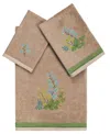 Linum Home Turkish Cotton Botanica Embellished 3-pc. Bath Towel Set In Cocoa