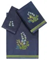 Linum Home Turkish Cotton Botanica Embellished 3-pc. Bath Towel Set In Marine