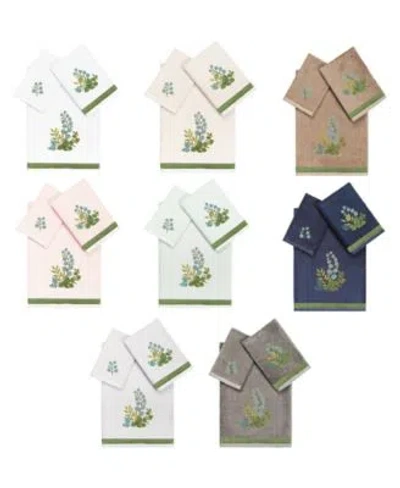 Linum Home Turkish Cotton Botanica Embellished Bath Towel Sets In Charcoal