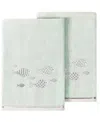 Linum Home Turkish Cotton Figi Embellished 2-pc. Bath Towel Set In Aqua