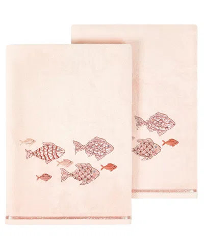 Linum Home Turkish Cotton Figi Embellished 2-pc. Bath Towel Set In Blush