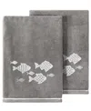 Linum Home Turkish Cotton Figi Embellished 2-pc. Bath Towel Set In Charcoal