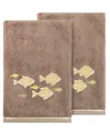 Linum Home Turkish Cotton Figi Embellished 2-pc. Bath Towel Set In Cocoa
