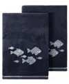 Linum Home Turkish Cotton Figi Embellished 2-pc. Bath Towel Set In Marine