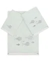 Linum Home Turkish Cotton Figi Embellished 3-pc. Bath Towel Set In Aqua