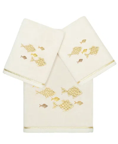 LINUM HOME TURKISH COTTON FIGI EMBELLISHED 3-PC. BATH TOWEL SET
