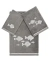 Linum Home Turkish Cotton Figi Embellished 3-pc. Bath Towel Set In Charcoal