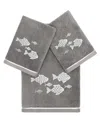 Linum Home Turkish Cotton Figi Embellished 3-pc. Bath Towel Set In Charcoal