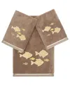 Linum Home Turkish Cotton Figi Embellished 3-pc. Bath Towel Set In Cocoa
