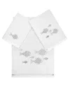 Linum Home Textiles Turkish Cotton Figi Embellished Towel Set, 3 Piece In Silver