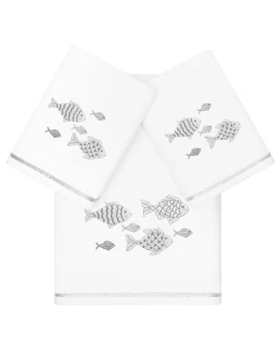 LINUM HOME TURKISH COTTON FIGI EMBELLISHED 3-PC. BATH TOWEL SET