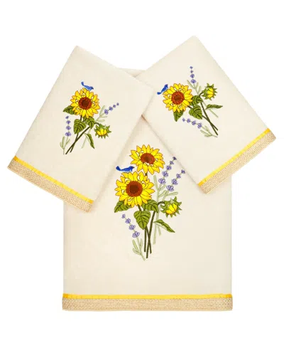 LINUM HOME TURKISH COTTON GIRASOL EMBELLISHED 3-PC. BATH TOWEL SET