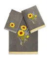 Linum Home Turkish Cotton Girasol Embellished 3-pc. Bath Towel Set In Charcoal