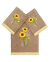 Linum Home Turkish Cotton Girasol Embellished 3-pc. Bath Towel Set In Cocoa