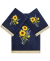 Linum Home Turkish Cotton Girasol Embellished 3-pc. Bath Towel Set In Marine