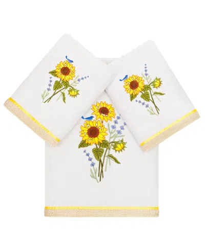 LINUM HOME TURKISH COTTON GIRASOL EMBELLISHED 3-PC. BATH TOWEL SET