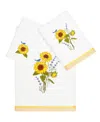 Linum Home Textiles Turkish Cotton Girasol Embellished Towel Set, 3 Piece In White