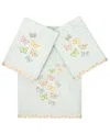 Linum Home Turkish Cotton Mariposa Embellished 3-pc. Bath Towel Set In Aqua